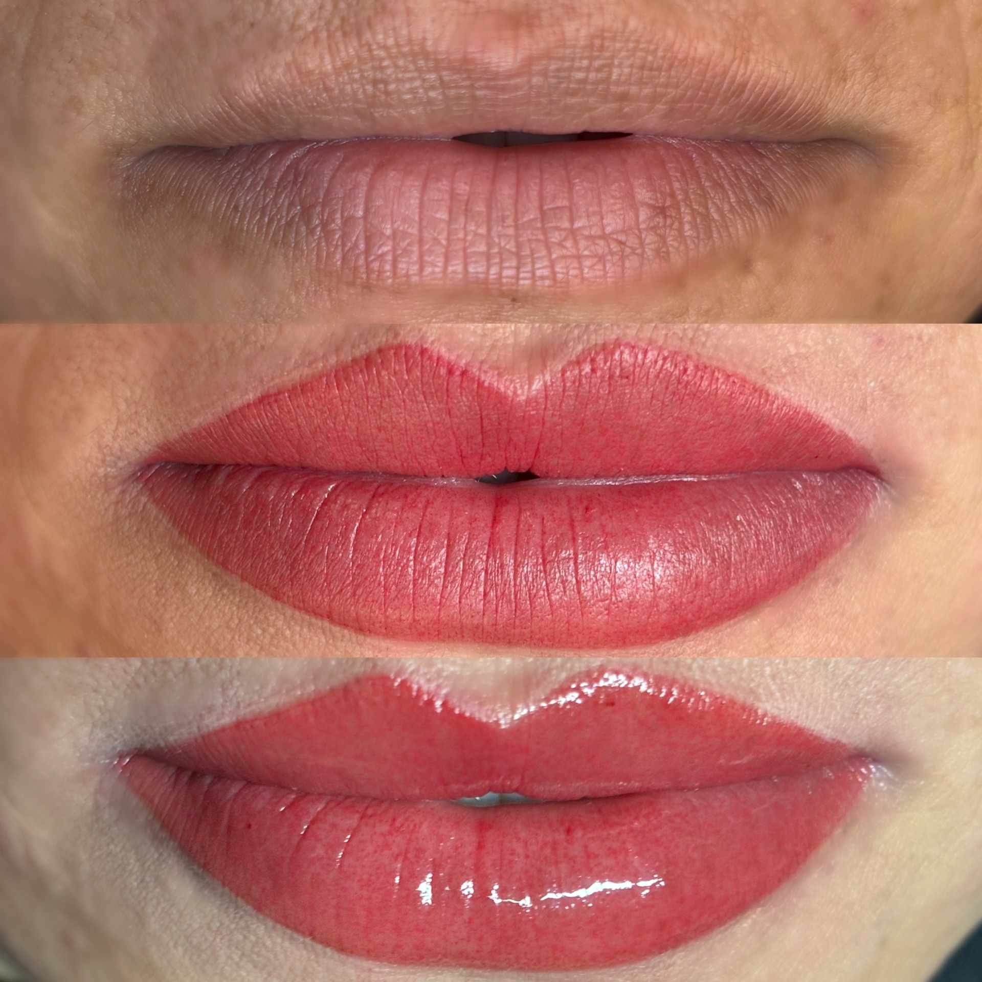 Lip blush before and after